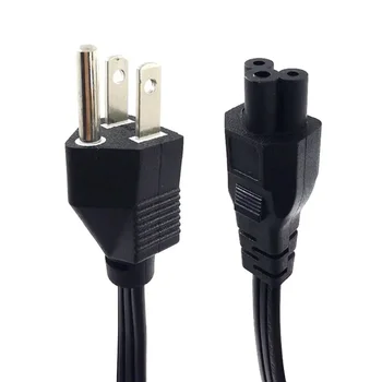 US 3 프롱 플러그-IEC 320 C5 전원 어댑터 리드 케이블, 노트북용 미국 표준 AC 전원 코드, 18AWG, 1.2m