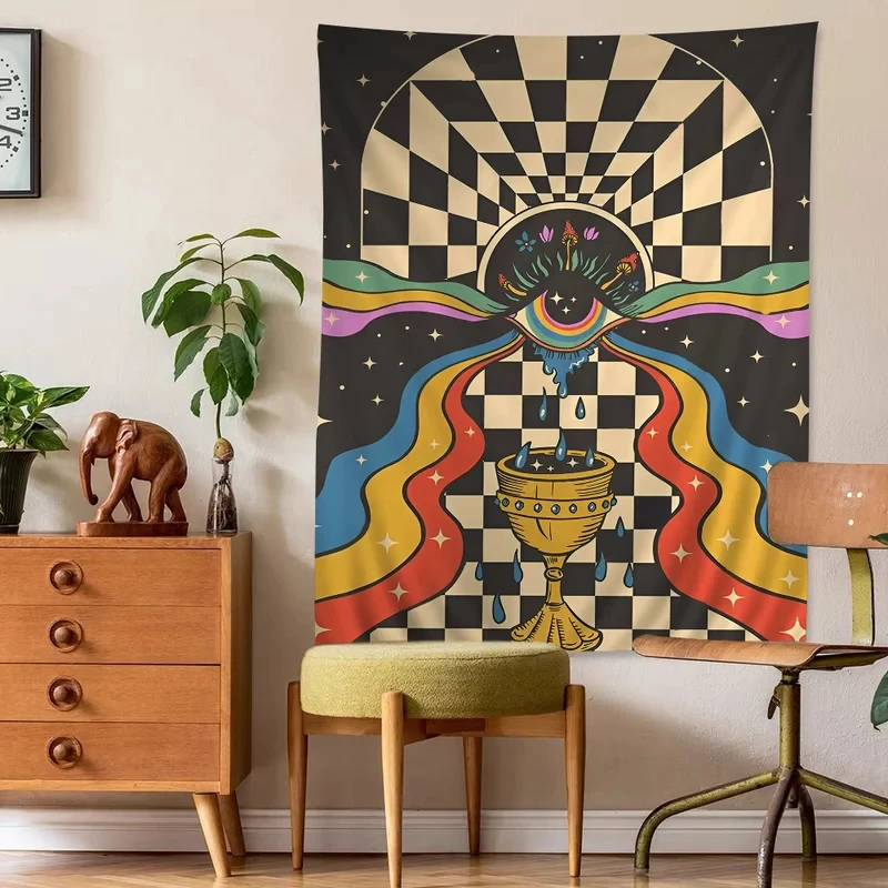 Retro Bohemian Psychedelic 70er Jahre DIY Wandteppich Science-Fiction-Kunst Heimdekoration für Zimmer
