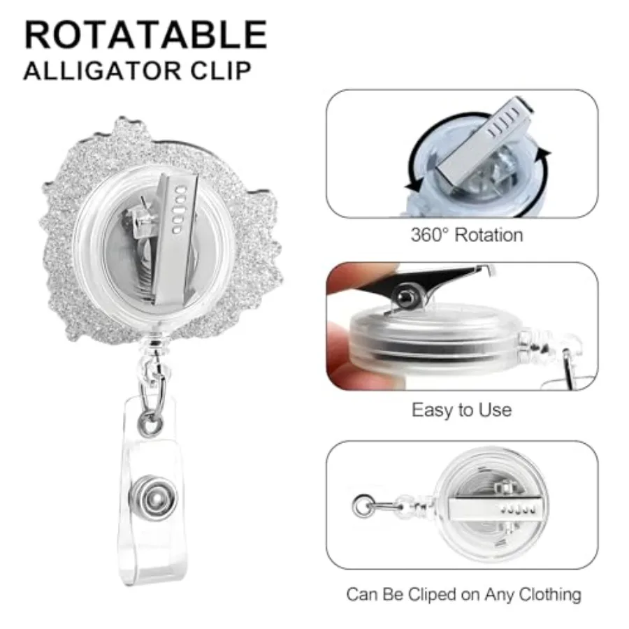 Letter K Grey Acrylic Retractable Badge Reel - Cute Xmas Gift for Nurses, Teachers, Office Staff, Holiday Stocking Stuffer for