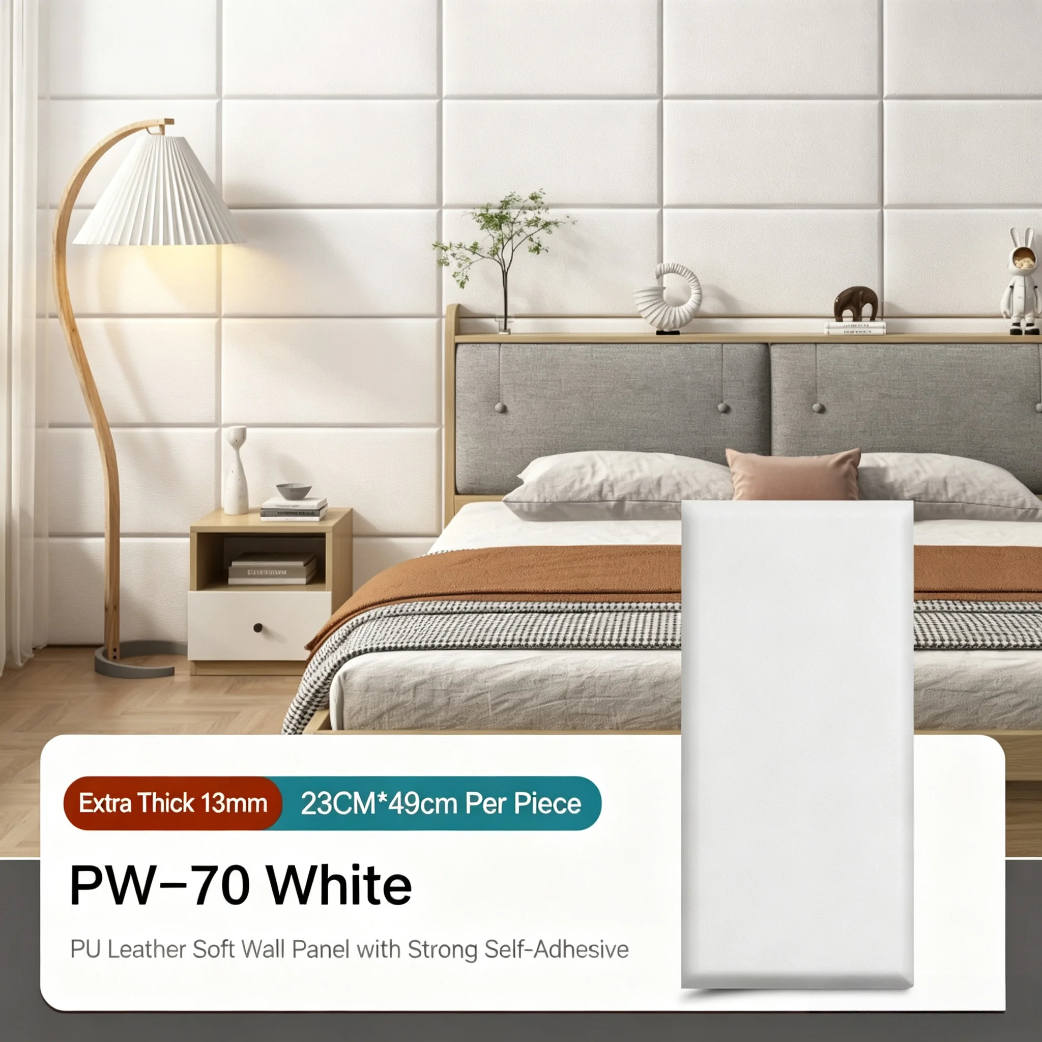 5pcs Self Adhesive PU Leather Wall Panels Anti-collision Soft Wall Stickers Soundproof Wall Padding