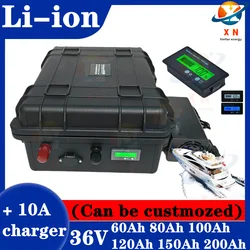 36V 60Ah 80Ah 100Ah 110Ah 120Ah 130Ah 150Ah 200Ah Lithium Li Ion Battery For Trolling Motor Propeller Fishing Boat +Charger