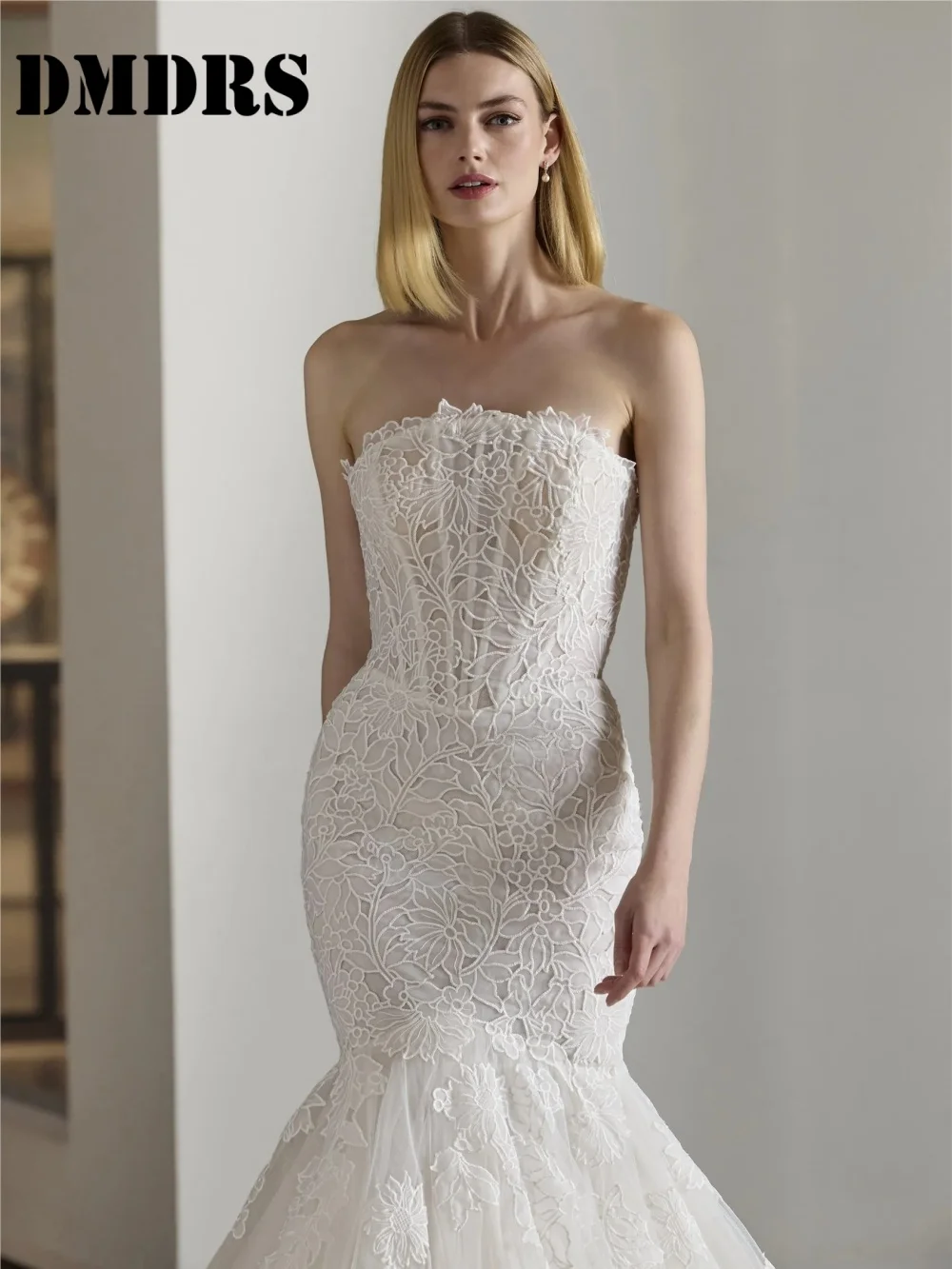 

Elegant Mermaid Wedding Dress Charming Appliqué Lace Bridal Gowns Romantic Sleeveless Floor-Length Wedding Gowns Vestidos De Nov