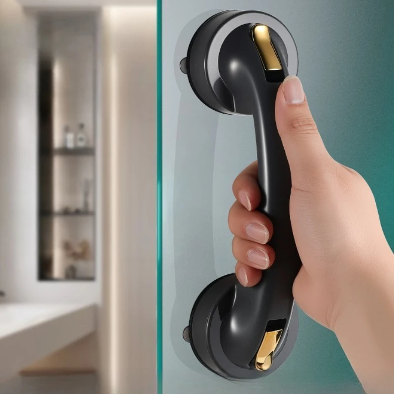 No Drill Suction Cup Door Handle Reusable Strong Suction Glass Door Pull Handle For Shower Room Cabinet Wardrobe Household