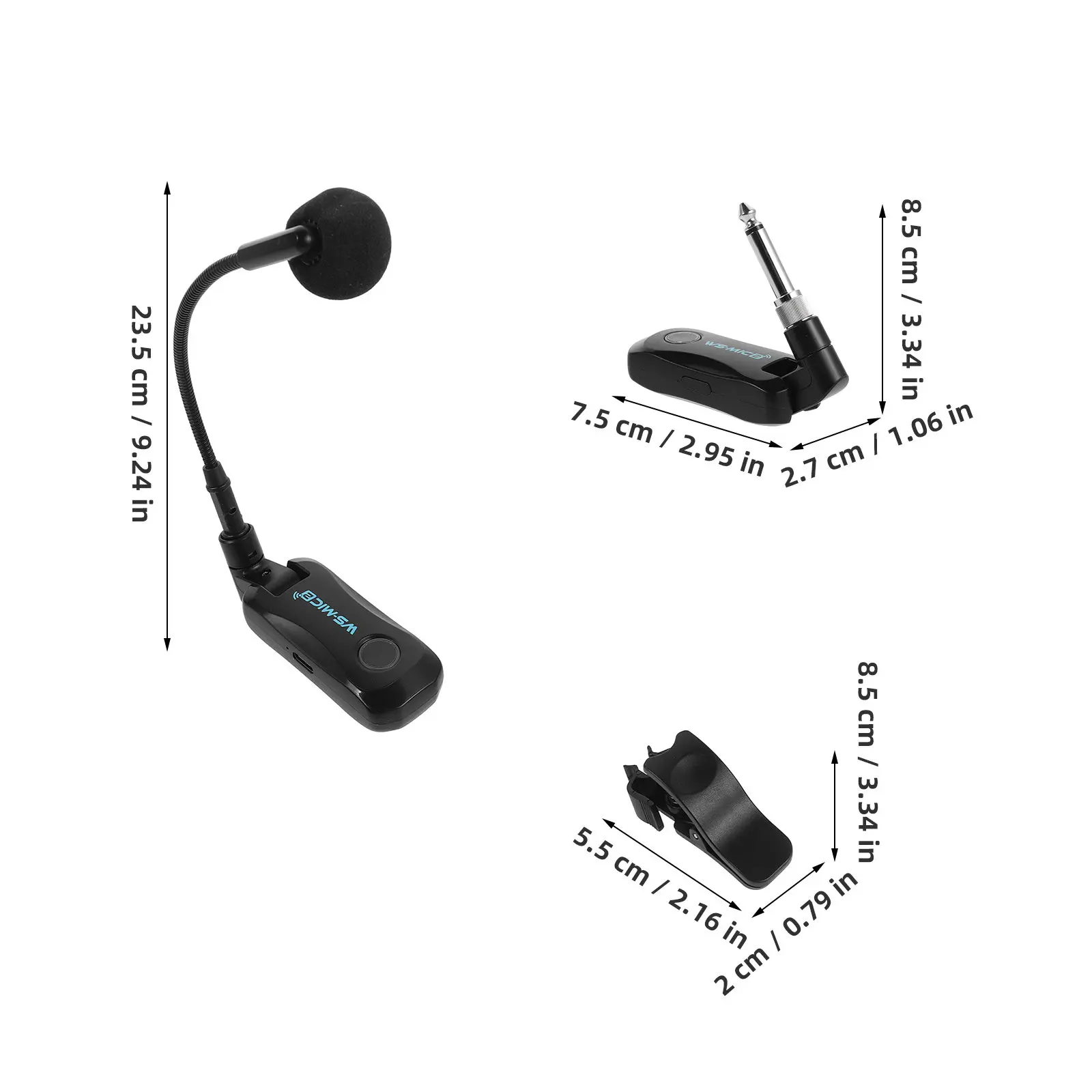 1Set Wireless Sax Clip-on Instrument Microphone for Saxophone Erhu Violin Stage Rehearsal Recording Outdoor Concert Wireless Mic view 6