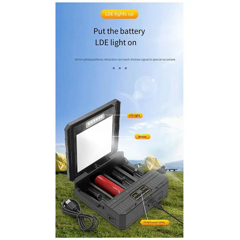 AT05-2X 18650 Solar Lithium Battery Smart Type-C Four-Slot Multi-Function Outdoor