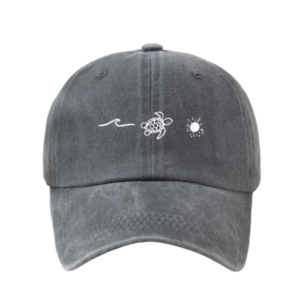 Fashion Wave Turtle Baseball Caps Sun Protection Breathable Distressed Faded Cap Casual Adjustable Sunscreen Hats Outdoor Sports