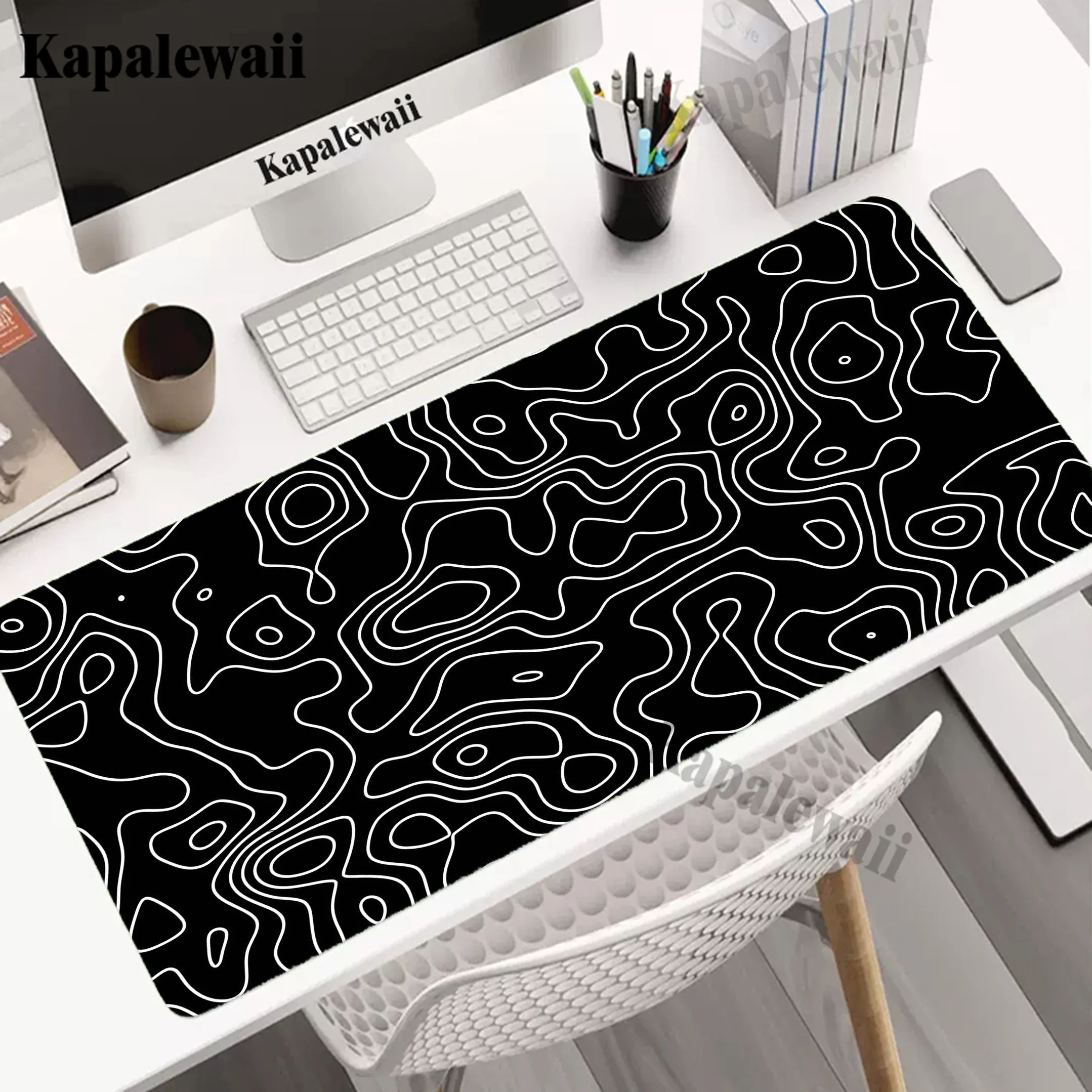 

Black And White Line Large Mouse Pad Anti-slip Gamer Mousepad Office Accessories For Desk Mat Game Keyboard Pads 900x400mm