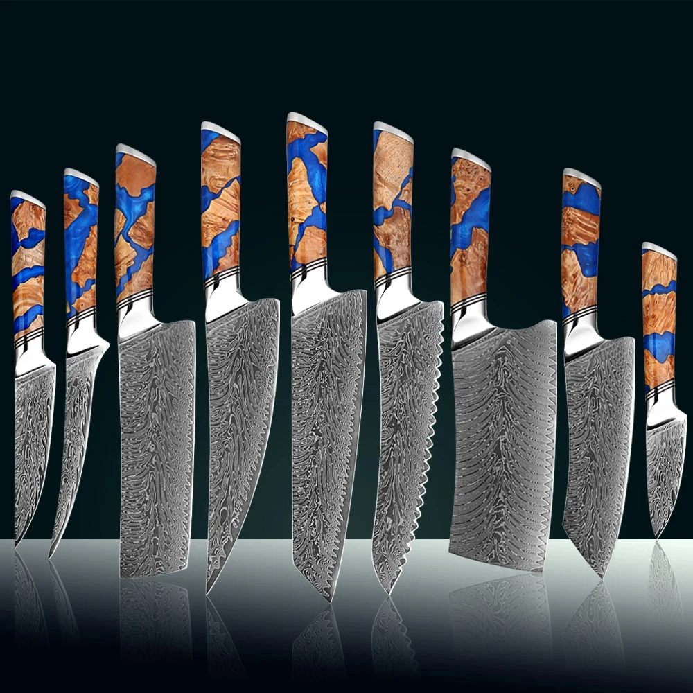 

Hand-Forged Damascus Steel Kitchen Knife Set Japanese VG10 Steel Core Sharp Chef's Knife & Paring Knife Ergonomic Handle