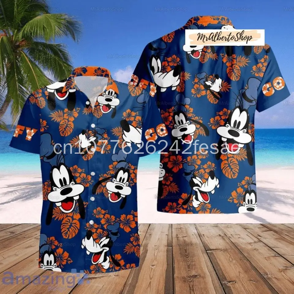 Disney Goofy Hawaiian Shirt Vintage Men\'s Button Down Shirt Disneyland Beach Hawaiian Shirt Disney Summer Short Sleeve Shirt