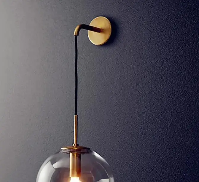 

American Retro Modern LED Wall Lamp Glass Ball Bathroom Mirror Beside Wall Light Sconce Wandlamp Aplique Murale