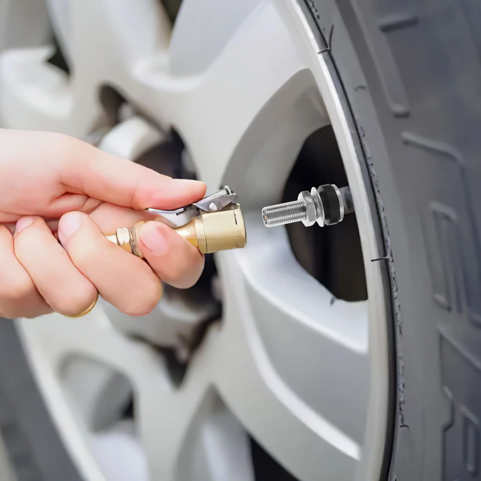 

2pcs Copper Valve Stem Metal Durable Tubeless Tire Air Leak Proof High Temperature Wear Resistant Easy Install Universal Car