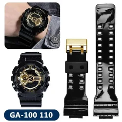 Silicone Strap For Casio G-Shock GA-100/110/140/200/400/700 800 GD-100/110/120 Men Replacement Black Gold Buckle Watch Band 16mm