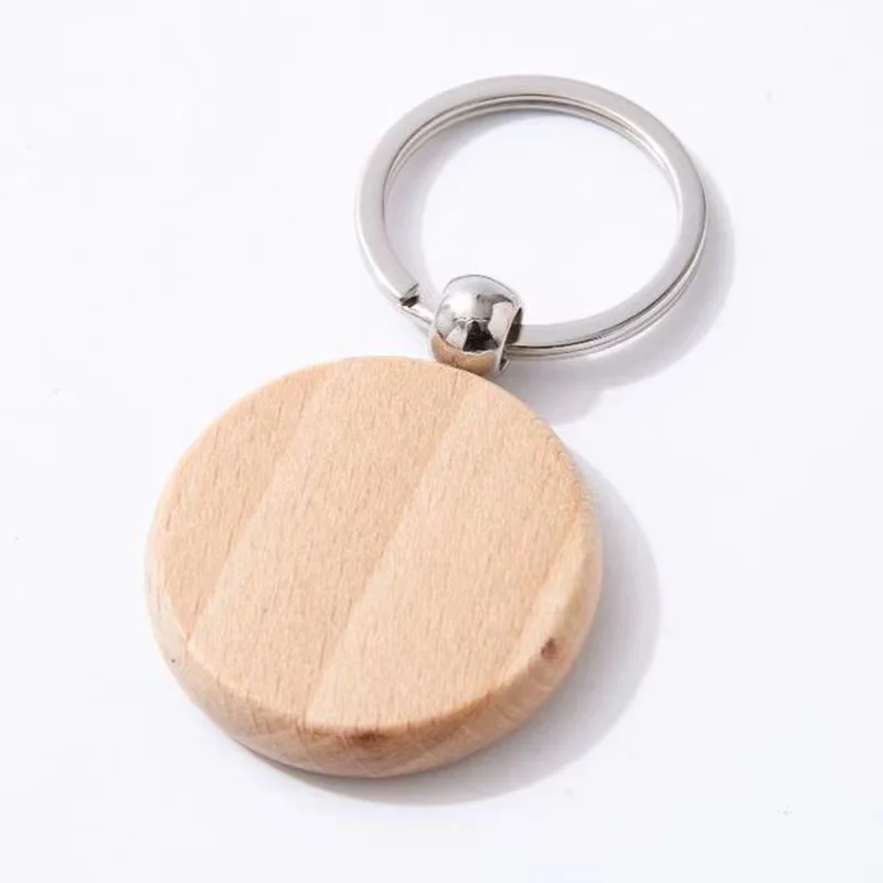 Wooden Keychain Charm Blank Rectangle Round Collectible Car Keyring Pendant Bag Jewelry Accessories Party Souvenir Gift