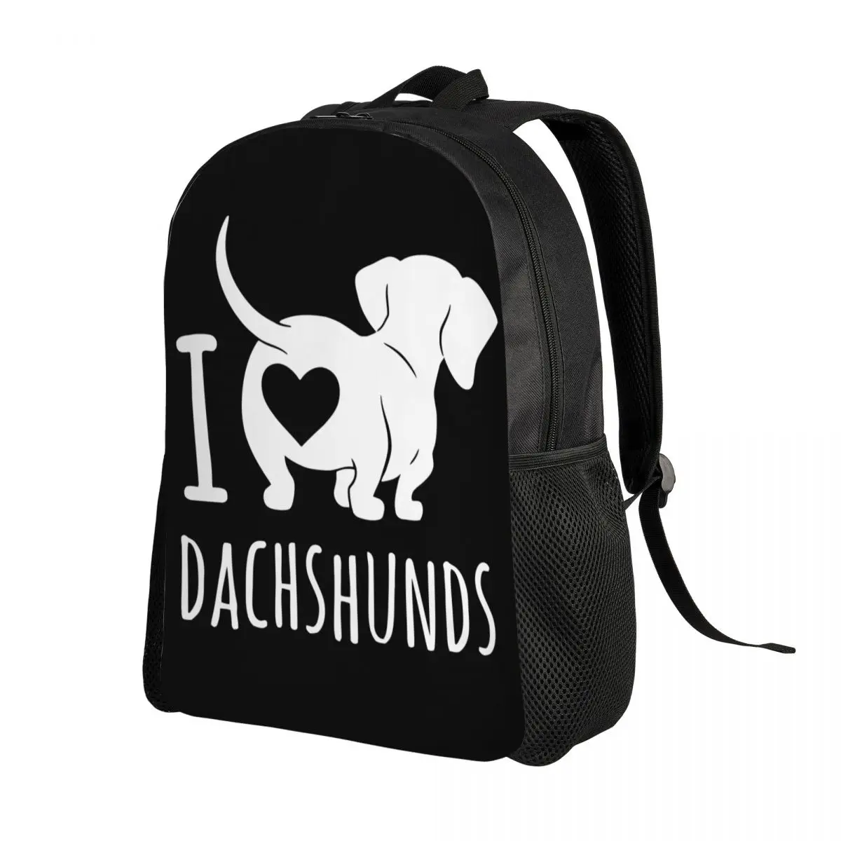 I Love Dachshunds Laptop Backpack Women Men Basic Bookbag for College School Student Badger Sausage Wiener Dog Bags