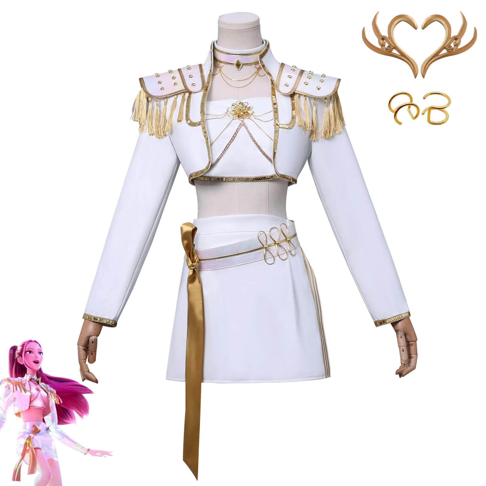 Nuovo Anime MovieKPop Demon Hunters Rumi Costume K-POP Costumi del cacciatore di streghe, parrucca Mira Pelle bianca Costume cosplay di Halloween