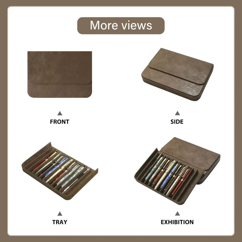 Astuccio porta penne stilografiche in similpelle PU, fatto a mano, chiusura magnetica con cassetto, regalo di Natale per uomo/donna/ufficio, 12 scomparti
