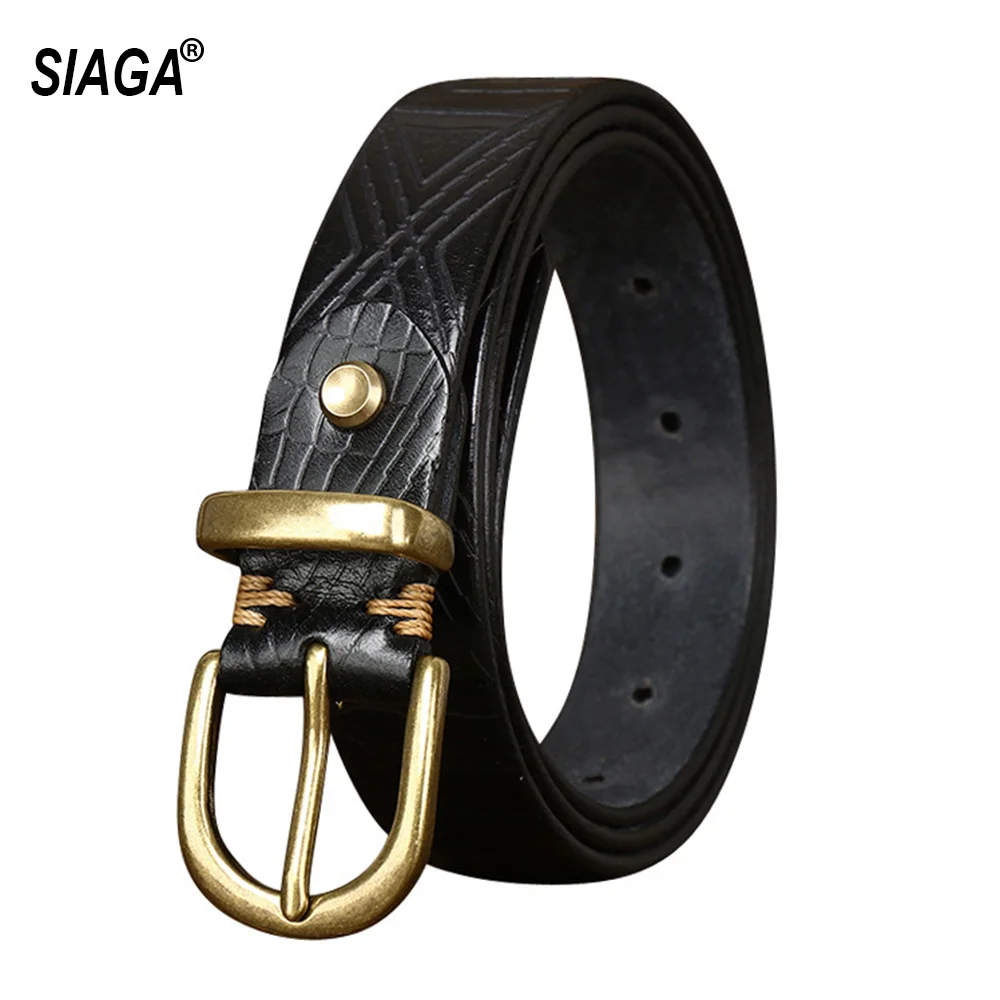 

Top Quality Design Brass Pin Buckle Pure Cow Skin Leather Belts for Women 28mm Wide