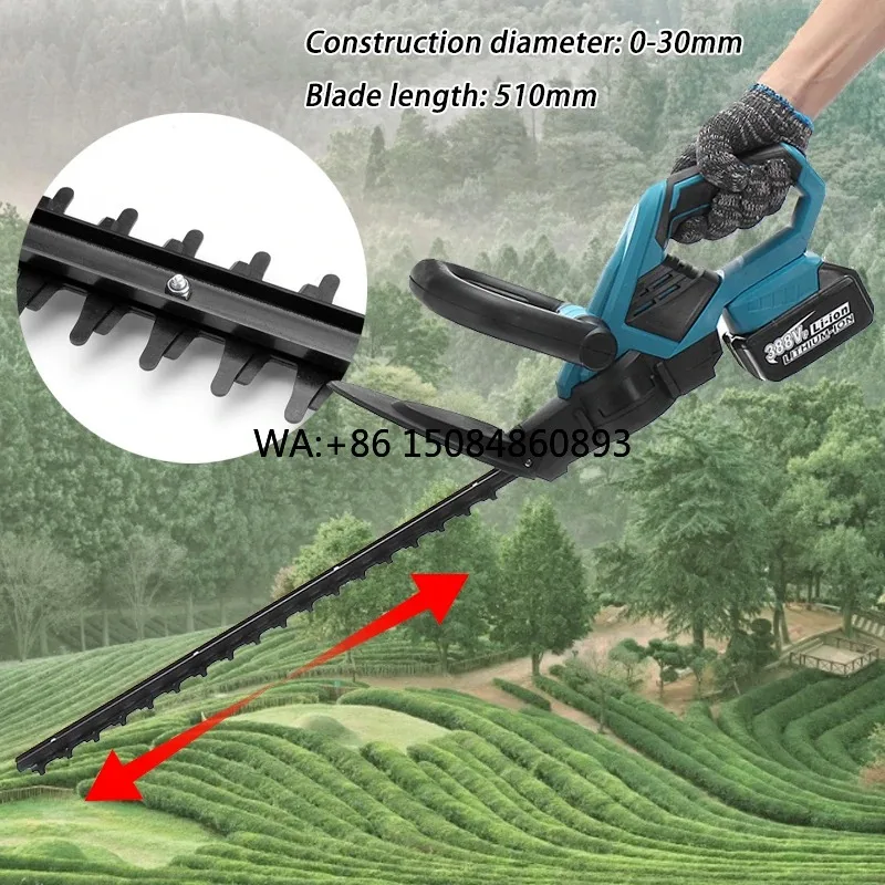Two-stroke  Hedge Trimmer, curved double sided blade for thick branch cutting and outdoor grass trimming tasks