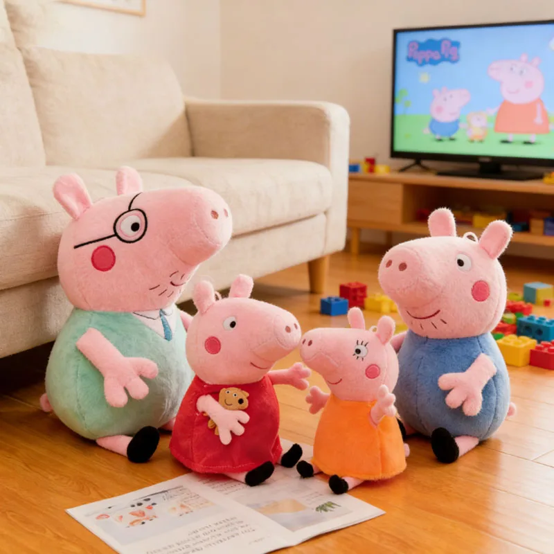 Nuevas muñecas de peluche de dibujos animados de la familia Peppa Pig y George, muñecas de cerdo azul y rosa, regalos del festival, muñecas, regalos de cumpleaños