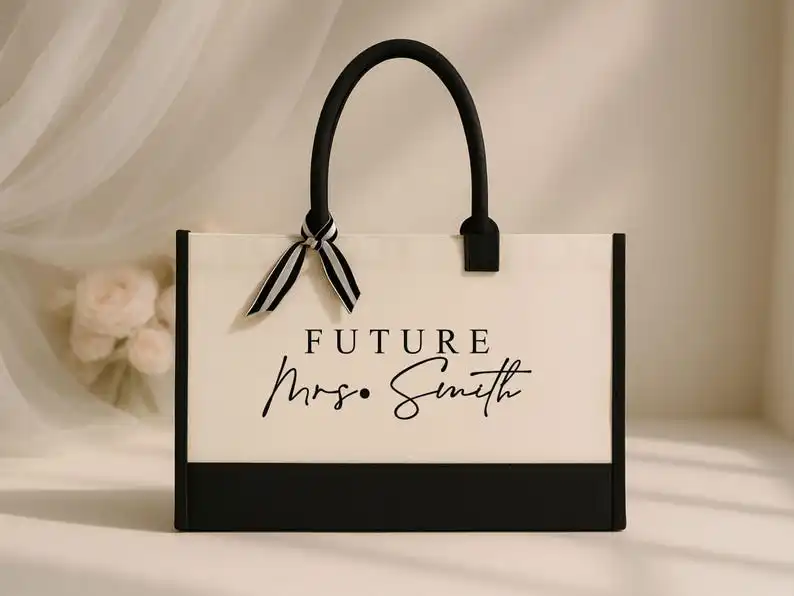 Custom Pattern And Text Canvas Tote Bag Made Of Durable Material Perfect Gift For Friends Ideal For Shopping Trips And Daily