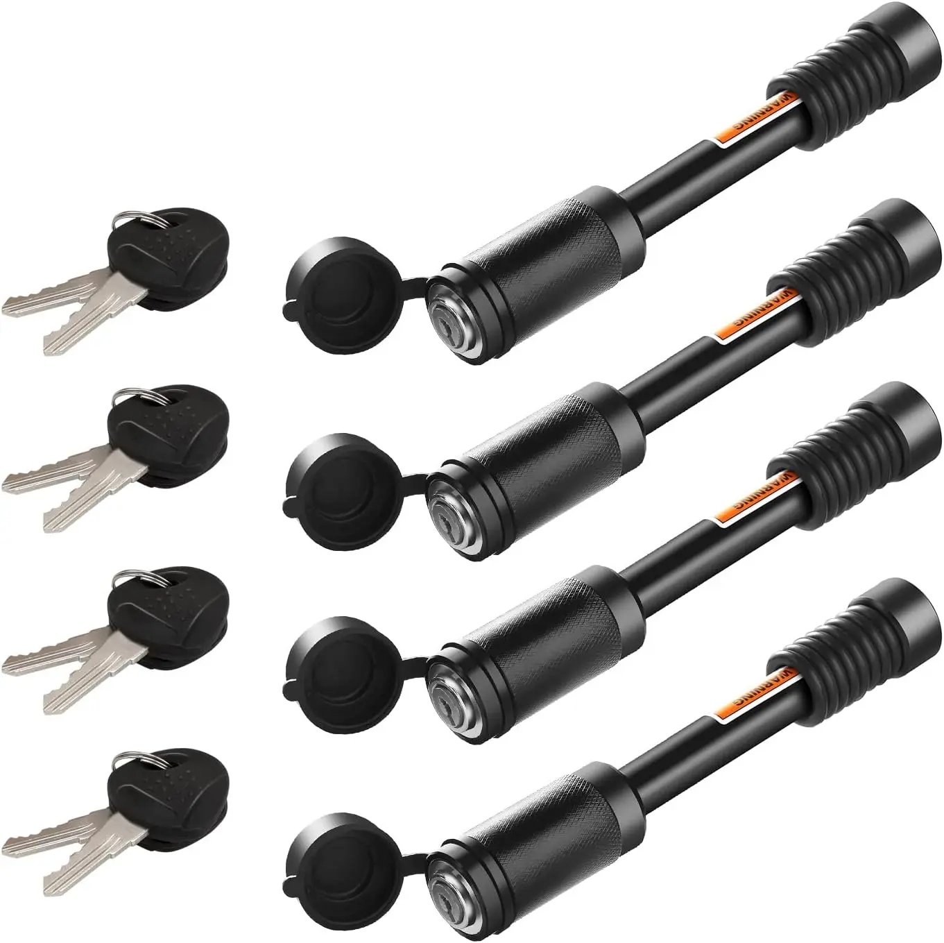 

Замок для фаркопа 5/8 дюйма для приемников 2 и 2-1/2 дюйма, противоугонная конструкция с функцией блокировки нажатием, включает ключи и уплотнительные кольца