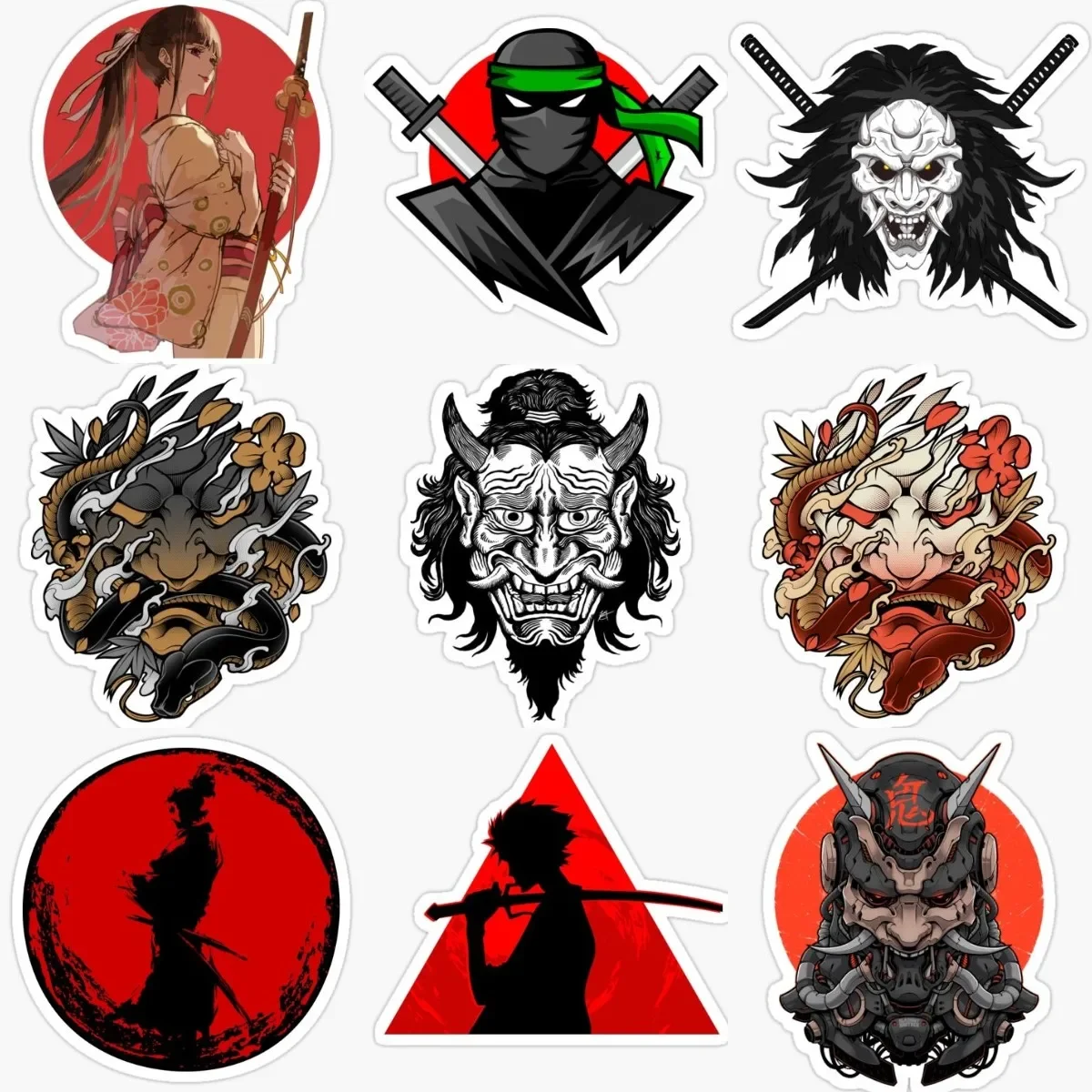 

Ninjas Ghost Samurai Mask Warrior PVC Sticker for Decorate Motorcycle Laptop Camper Van Window Bumper Wall Bicycle Off-road Car
