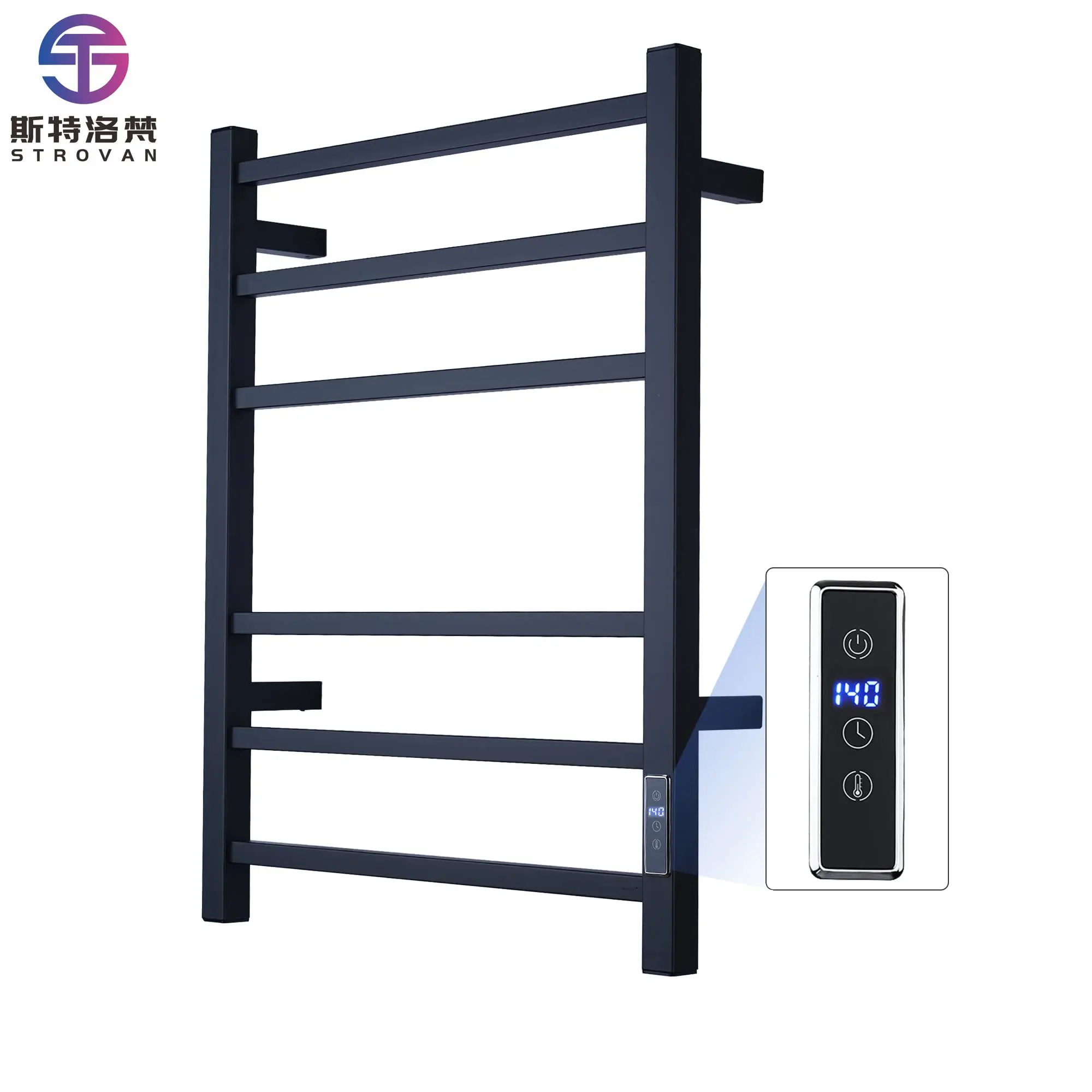 سخان مناشف الحمام وكرسي الحمام - مجفف مناشف كهربائي مثبت على الحائط بـ 8 أشرطة مع مؤقت وتحكم ذكي في درجة الحرارة #1