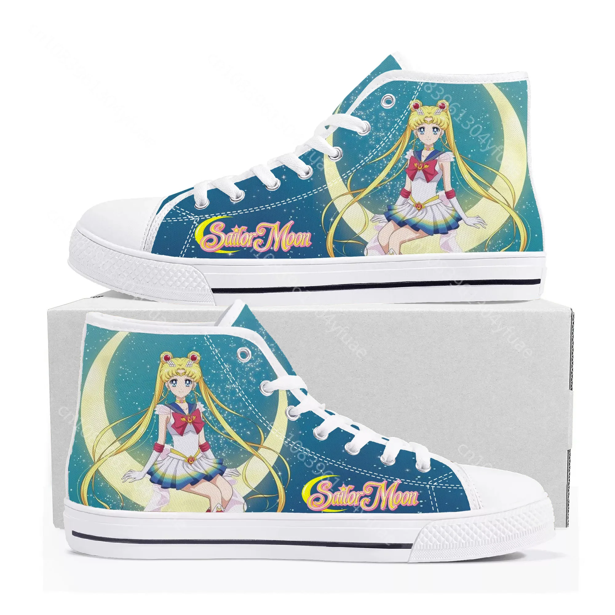 Anime Moon Japanese Manga Cartoon Sailor High Top Sneakers Mens Womens Teenager Canvas Sneaker Casual Couple Shoes Custom Shoe