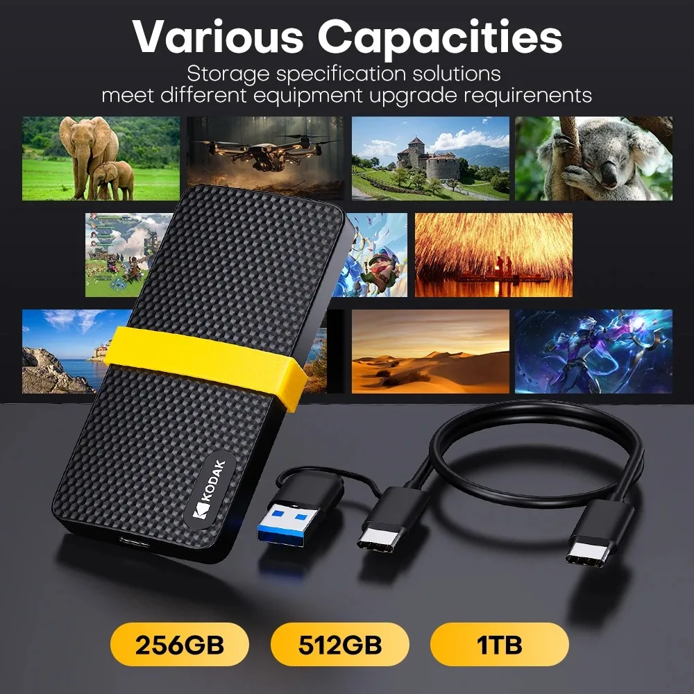 KODAK X200 Portable SSD 512GB 256GB Solid State Drive USB3.1 Type