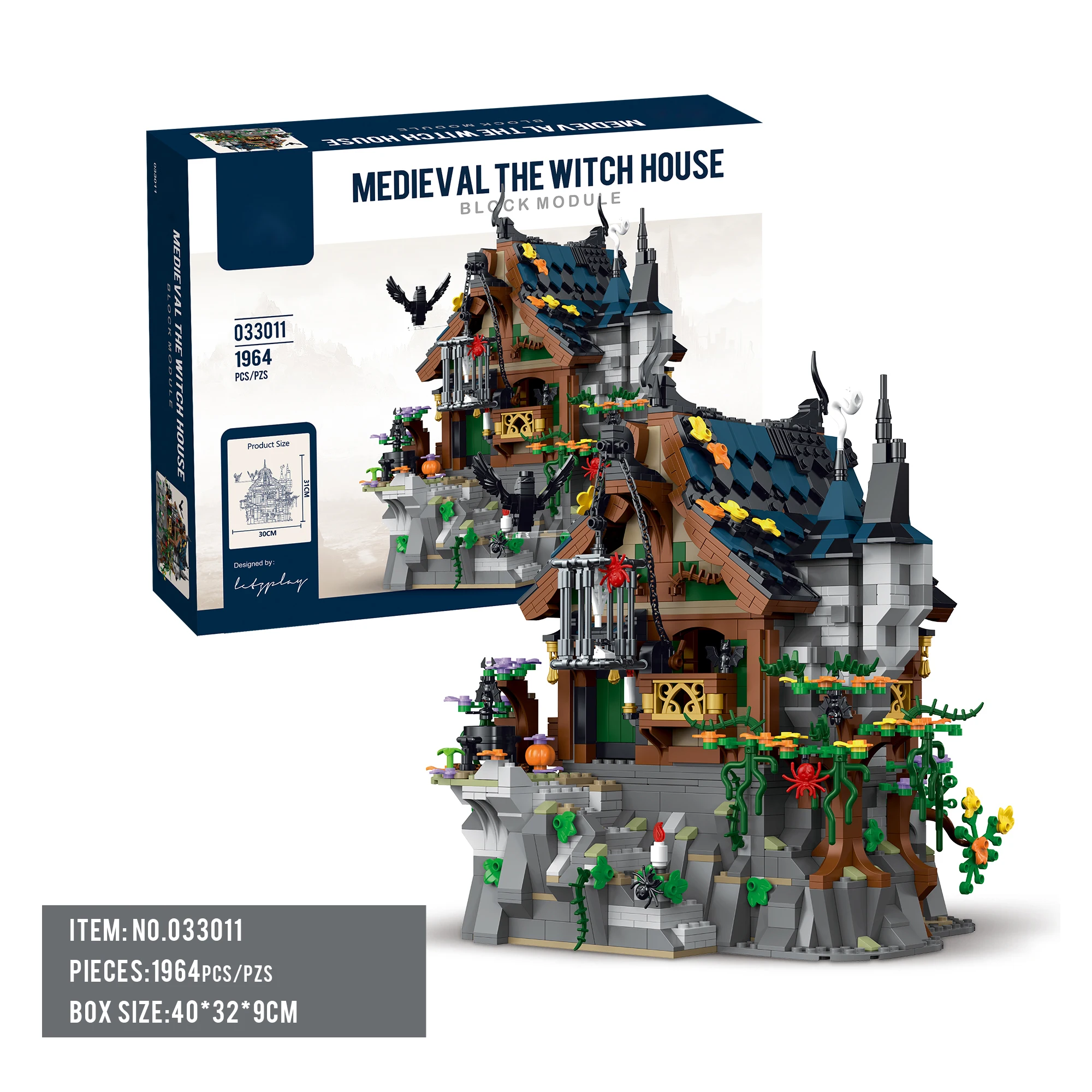 

1964 PCS medieval wizard hut magic castle assembly toys, house model building blocks street scene series, children's toy gift