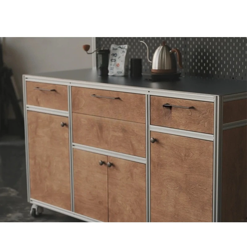 Removable tea cabinet Coffee Aluminum profile Ocean plate Retro drawer Tea table cabinet Storage cabinet