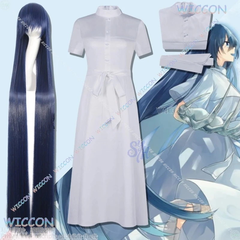 

New Anime This Monster Wants To Eat Me Oumi Shiori Cosplay Costume White Long Kawaii Dress Cute Lolita Long 150cm Wigs Halloween