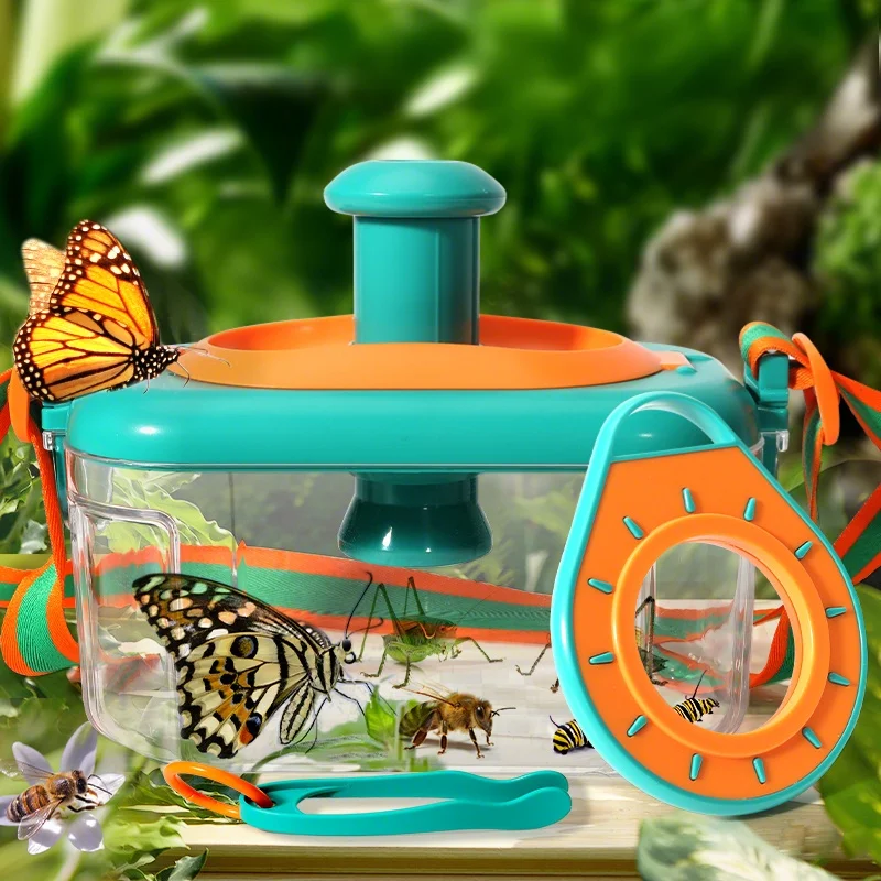 Insect Observation Box Bug Capture Cage Magnifying Glass Capsule Clip Kid Camping Exploration Kit Outdoor Science Nature Toy