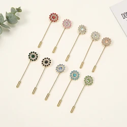 Double-Layered Flower Diamond One-Word Brooch Pins Elegant Ethnic Accessories For Women Muslim Hijab Scarf Brooch Pins 10pcs/Bag