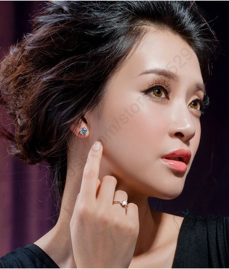 Wholesale Price Classic Real Pure 925 Sterling Silver  6 Claws Women Wedding Finger Rings Jewelry with Cubic Zirconia CZ