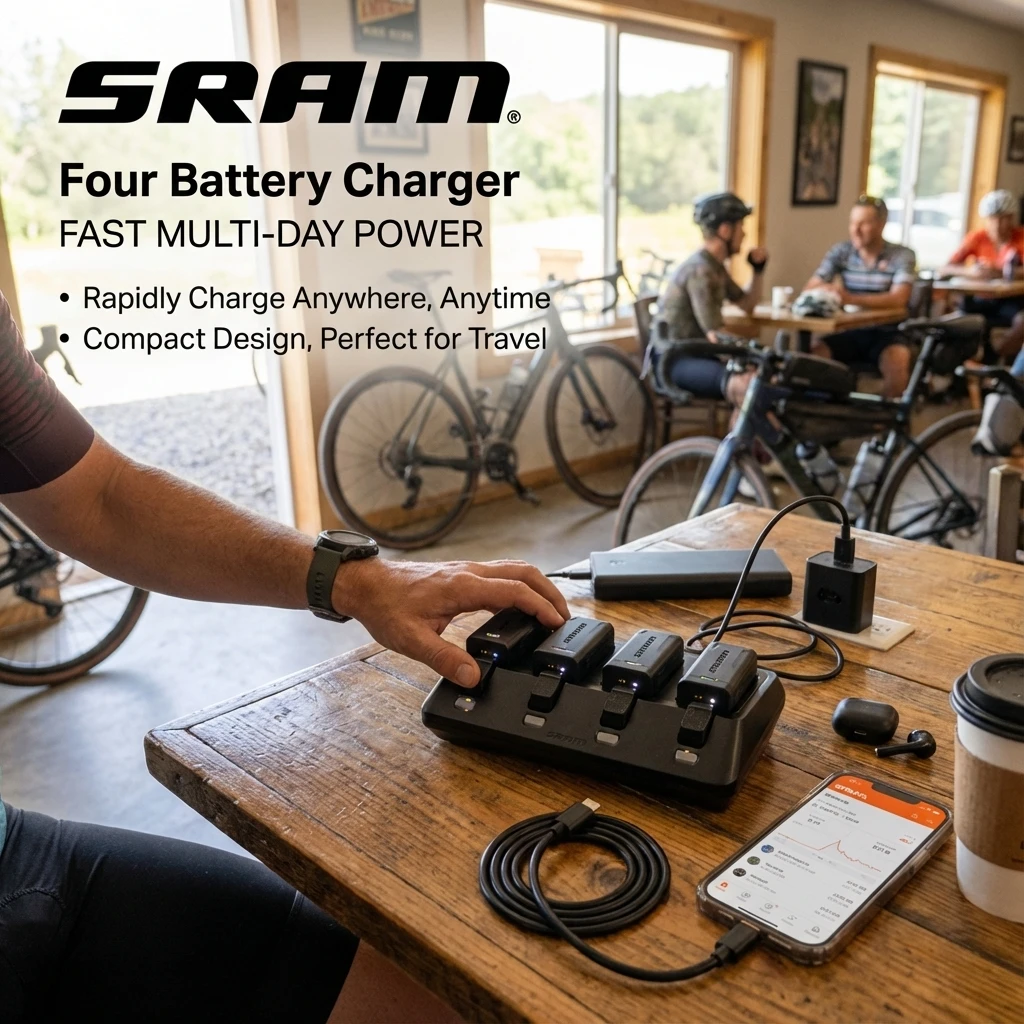 

Зарядное устройство SRAM с 4 батареями EP-EAC-BC4P-A1 — интерфейс USB-C, зарядка на 60 минут со светодиодной подсветкой