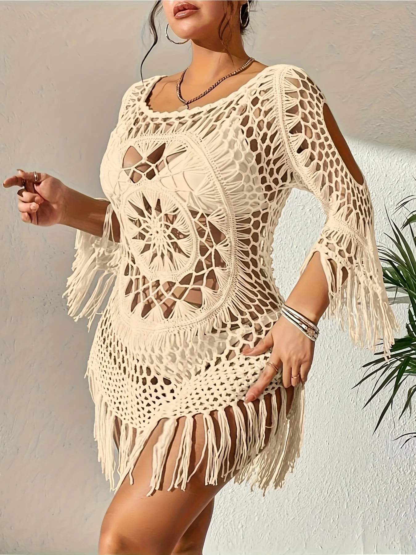MOXDO Cover-Up: Resort-Style, Beach-Ready, Oversized, Loose-Fit, Openwork Design for the Beach, Pool, and Seaside