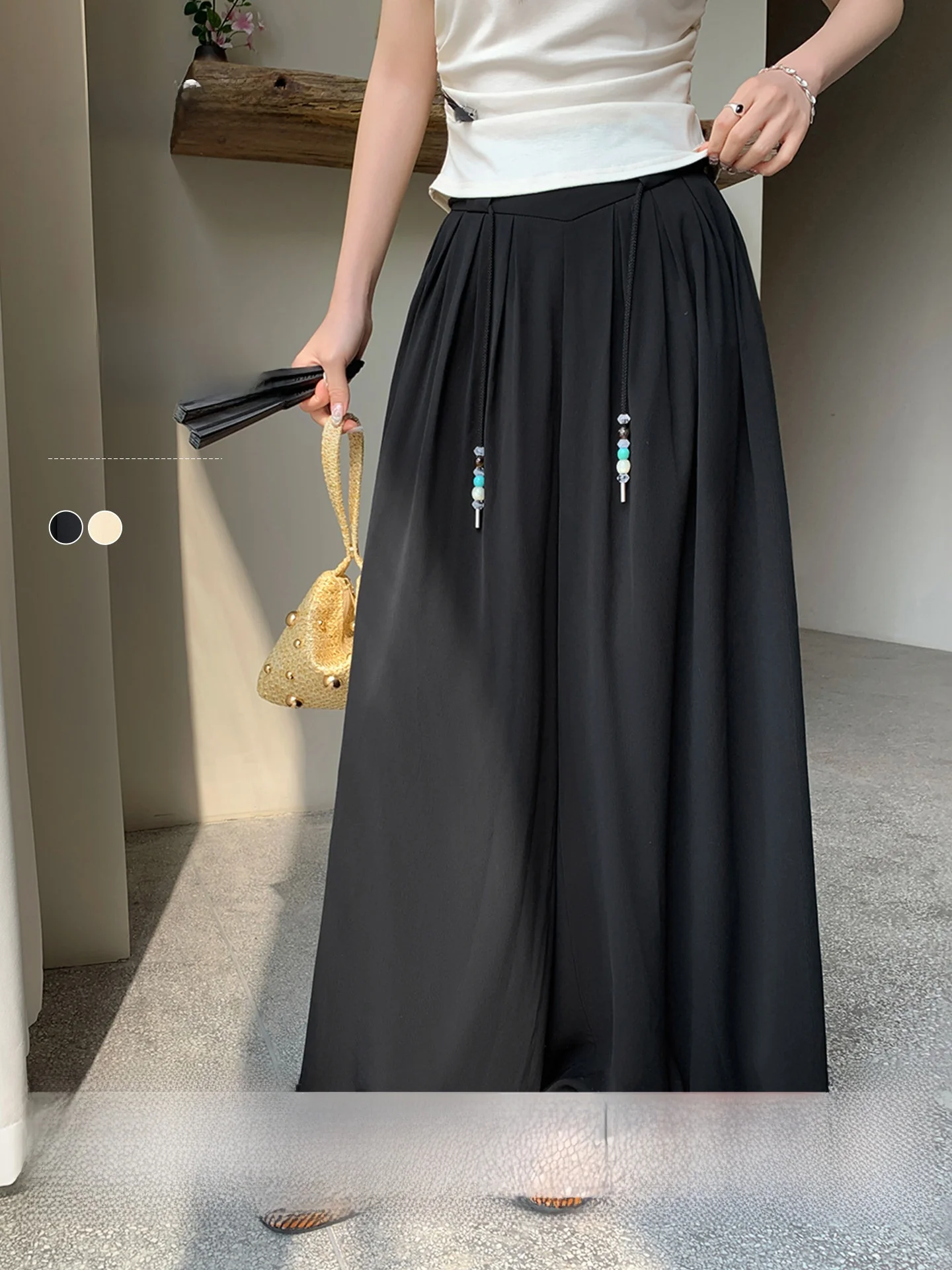High Waist Draped Wide Leg Pants Women's Casual Loose Slimming Summer New Style Drapey Loose Fit Trousers for Ladies