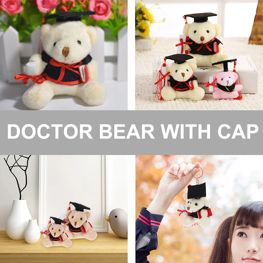 6 Pcs Plush Graduation Bear Stuffed Key Chain Holder Animal Keychain Toy Memorial Gift Pendant Animals Pendants