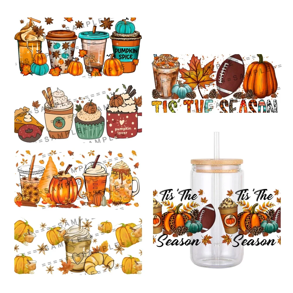 

Cute Pumpkin Design Pattern 11x24cm UV DTF Transfer Sticker Waterproof Transfers Decals For 16oz Glass Cup Wrap Stickers