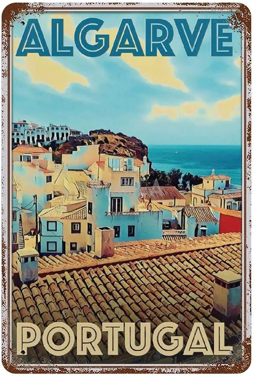 Metallblechschild Algarve Portugal Retro Poster Schild Neuheit Wandkunst Home Decorative;