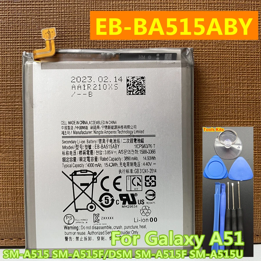 EB-BA515ABY Phone Battery For Samsung Galaxy A51 SM-A515 SM-A515F/DSM SM-A515F SM-A515U New Replacement Batteries 4000mAh