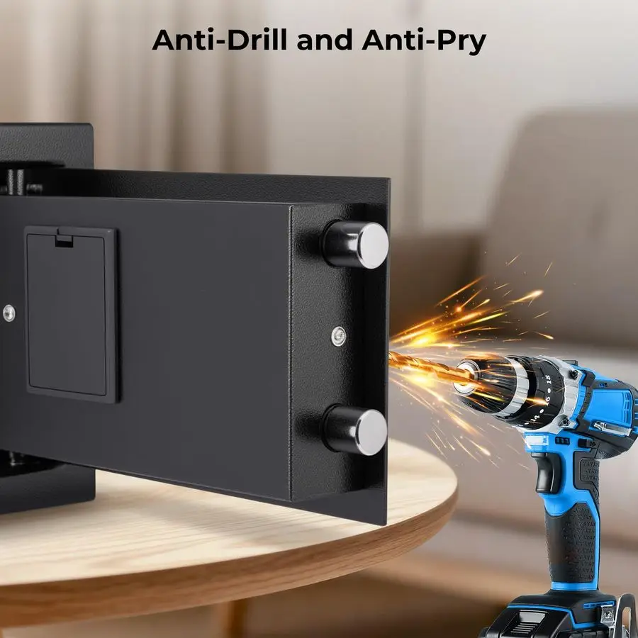 Brankas Sidik Jari Biometrik dengan Sistem Alarm, Kotak Kunci Akses 3 Arah dengan Keypad Elektronik, Layar Tampilan dan Port USBC untuk Rumah