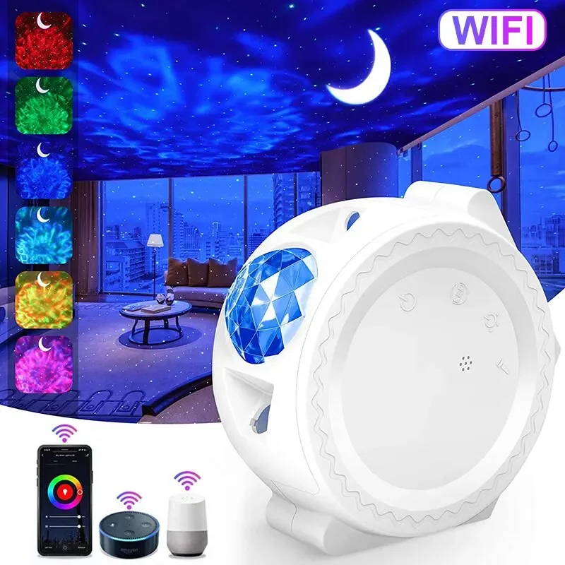 

New Smart Starry Sky Projector Galaxy Projector 3in1 Night Light Ocean Voice Music Control LED Lamp for Kid Gift Smart Life