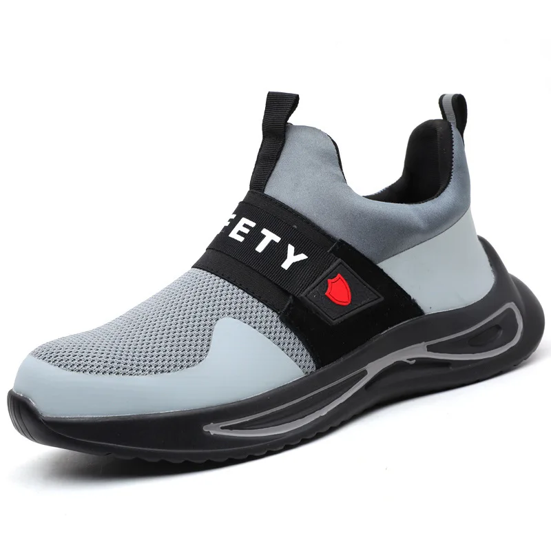 Plus size moda uomo traspirante puntale in acciaio copre scarpe da lavoro stivali di sicurezza estivi slip-on worker security sneakers calzature