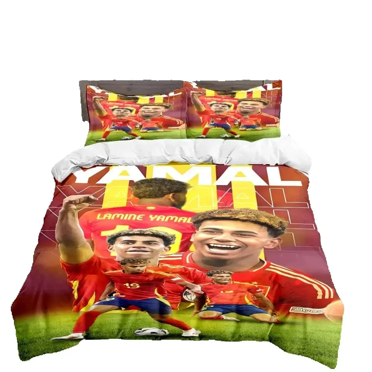Parure de lit Spain Football Cenozoic Star L-Lamine Y-Yamal, housse de couette et taie d'oreiller, tailles simple, double, queen, king pour enfants et adolescents