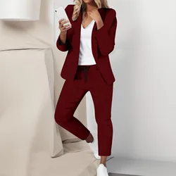 Blazer da donna pantalone autunno nuova moda Casual 2024 inverno Trendy manica lunga tasca pantaloni a matita Ol set di abbigliamento da lavoro femminile