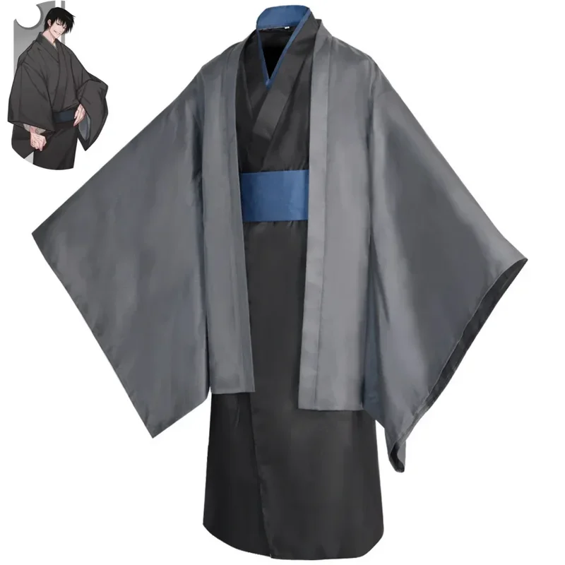 FC6Anime Jujutsu Kaisen Fushiguro Toji Cosplay Costume Wig Japanese Long Sleeved Kimono Cloak Man Halloween Christmas Suit@FC8！