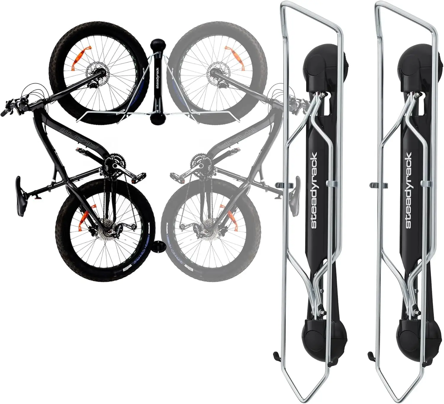 

Vertical Wall Mount Bike Rack for Fat Tires 2.8"-4.5" - Space-Saving Pivot Design for Garage