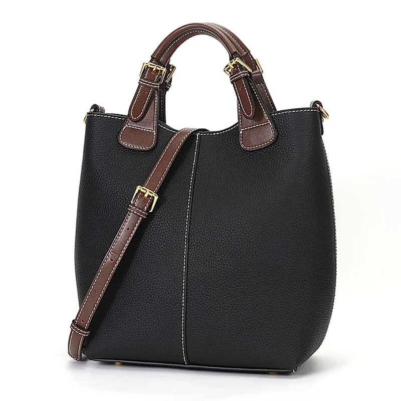 Women\'s Leather Large Bag Trend Bucket Bag Commuter Shoulder Bag Large Capacity Tote Bag